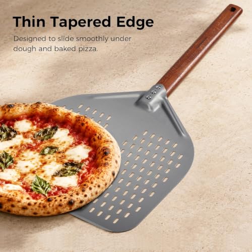 12" x 15" Perforated Aluminum Pizza Peel (12" - 26 inch overall-1)