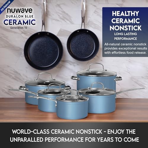 Healthy Duralon Blue Ceramic Nonstick Cookware Set (Cozy Blue / 12pc Cookware Set / Cookware Set)
