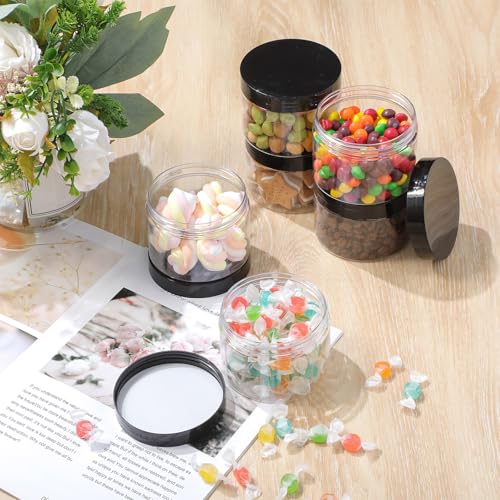 6 Pack 10 oz Plastic Jars Containers with Lids Wide