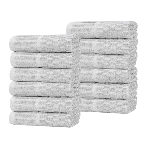 Juno Viscose Cotton Blend Medium Weight Small Towels (12 Piece Washcloth Set / Platinum)