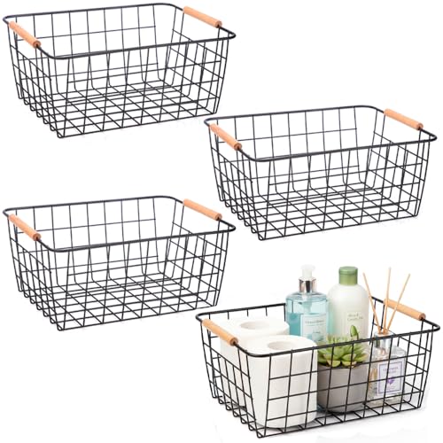 Metal Black Wire Basket (Black / 4-Medium)