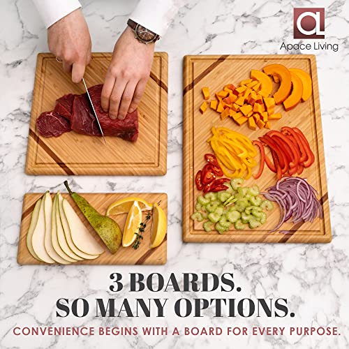 Chorus Bamboo Cutting Board Set with Juice Groove (Premium Chic Bamboo)
