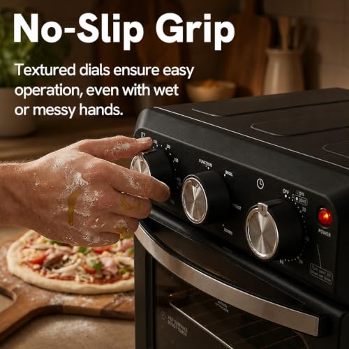 6-in-1 Retro Air Fryer Toaster Oven Combo, Compact 12.7 QT Small Countertop Convection Oven, Fits 9" Pizza & 4 Toast, Hexagon Hybrid Heating, Enamel Baking Pan Included, Dark Grey Color (12.7-QT Dark Grey Color)