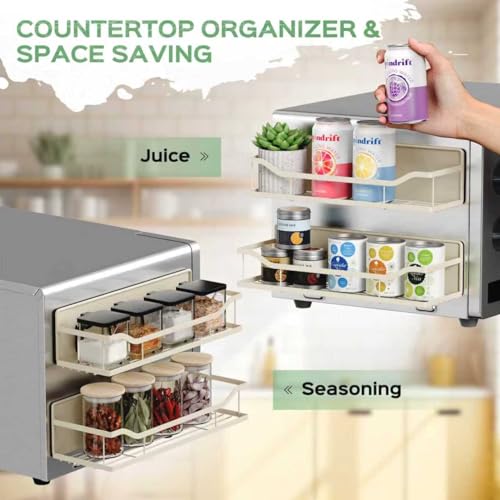5 Pack Multifunctional Magnetic Shelves for Refrigerator Spice Rack & Washing Machine Organize (Flat style, Cream)