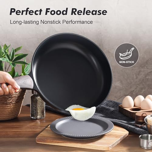 8Inch Nonstick Frying Pan Paella Pan (8 Inch / DARK Black)