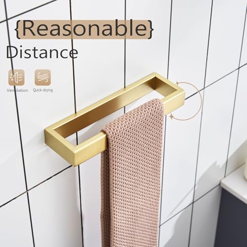 Towel Ring Brushed Gold Hand Towel Holder 9 Inch Kitchen Towel Hanger Rack Stainless Steel Bathroom Hardware Wall Mounted (Brushed Gold / 1 Pack)
