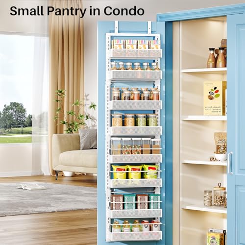 8 Tiers Narrow Over the Door Organizer (White / 12.3" W x 4.7" D x 69" H)