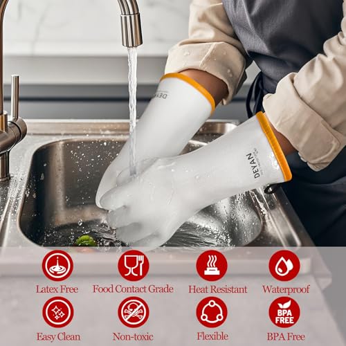 Silicone BBQ Grill Gloves (White / 8/M)