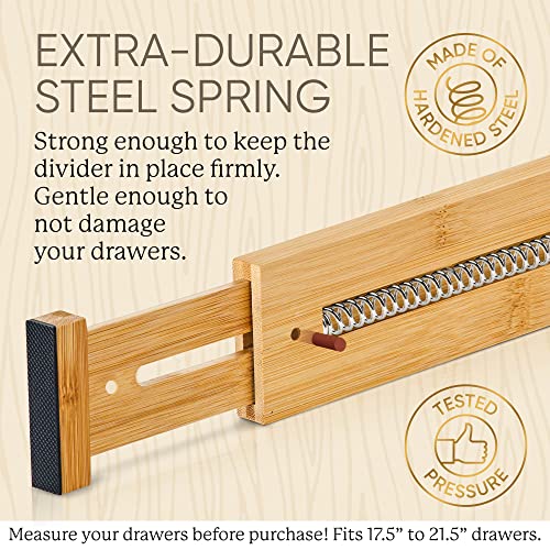 Expandable Bamboo Drawer Dividers (18" - 20" (Medium Size))
