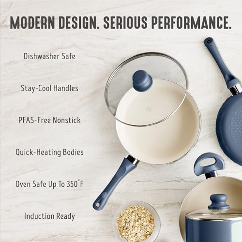 2QT Ceramic Nonstick Saucepan with Lid (2 Quarts / Slate Blue)