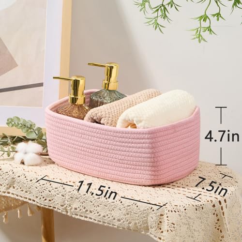 Small Storage Baskets for Organizing (3pcs-L11.5xW7.5xH4.7" / Light Pink)