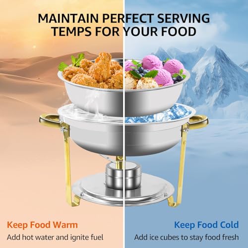 Gold & Silver Chafing Dishes for Buffet with Lid 5QT (4 PACK)