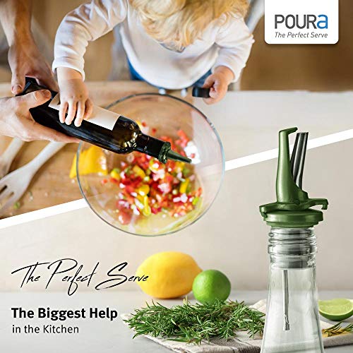 Olive Oil Spout for Olive Oil Dispenser (6 green oil pourers + 6 adapters)