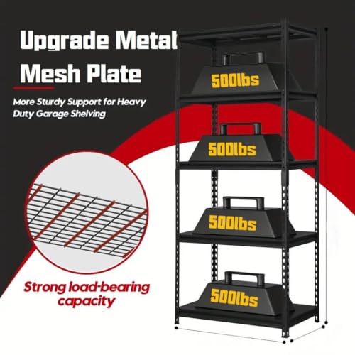 5 Tier Heavy Duty Garage Shelving (5T 28" W x 12" D x 60''H)