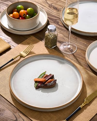 Ceramic Dinnerware Sets for 4 (Cappuccino White)