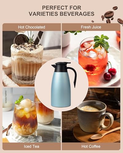 70 OZ Updated Thermal Coffee Carafe for keeping hot (Blue / 2× 70 Ounces)
