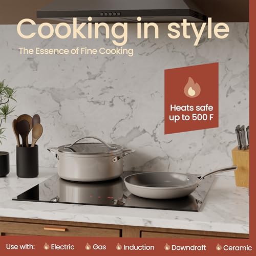 Bakken 12 Piece Ceramic Cookware Set (Cream / Pack of 12)