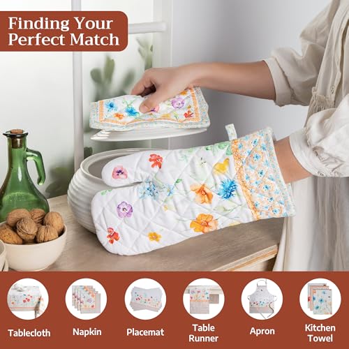 Maison d'Hermine Oven Gloves 100% Cotton Oven Mitt (039 - Summer Whisper / 7.5" x 13" (Oven Mitt))