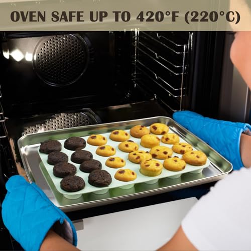24 Cups Silicone Mini Muffin Pan Set (Set of 2--24 Cups (Green+Purple))
