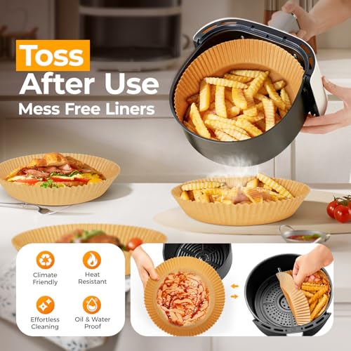 200 Pcs 8" Round Airfryer Paper Liners Disposable for Ninja (200 Count)