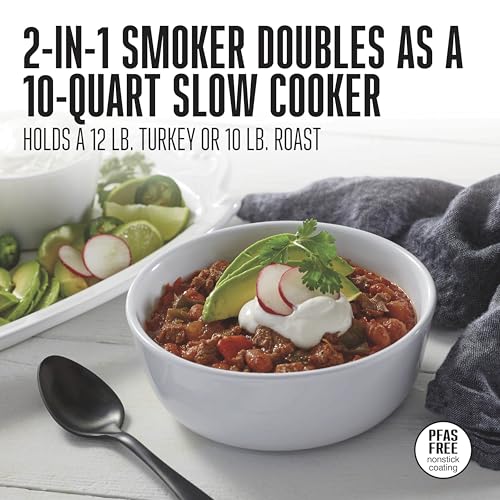 2-in-1 Indoor Electric Smoker & 10 Quart Programmable Slow Cooker (Black (No Party Dipper) / 10 Quart)