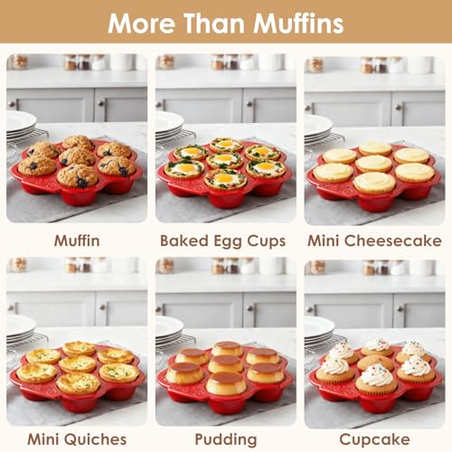 2 Pack Red Ceramic Muffin Pans (Red)