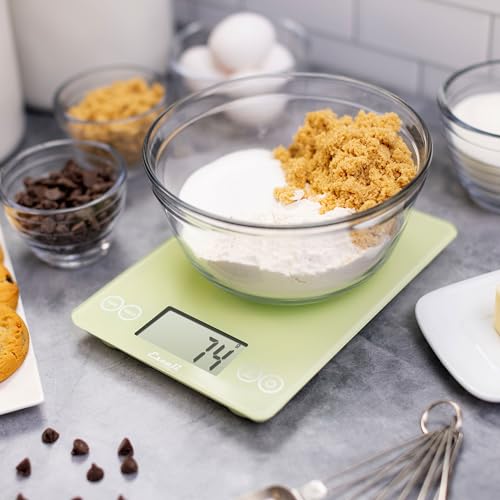 Arti Glass Food Scale Digital Countertop Kitchen (Green / 9" x 6.5" x .75")