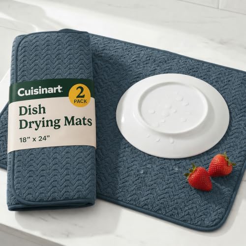 Cuisinart Dish Drying Mat for Kitchen Counter (Geostripe Blue)