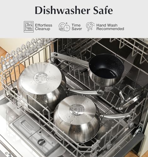 Stainless Steel Saucepan Set (Black / 1+2+3 Quart)