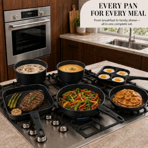 24 Piece Nonstick Pots and Pans Set (Black / 24 Pack)
