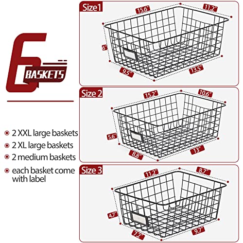 6 Pack Wire Baskets for Pantry Organization and Storage (Large-6 Pack)
