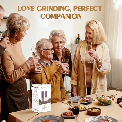 Electric Salt and Pepper Grinder Set Automatic Battery Pepper Mill Shakers Adjustable Coarseness Upgraded Larger Capacity with Led Home and Kitchen Appliances (Burgundy)
