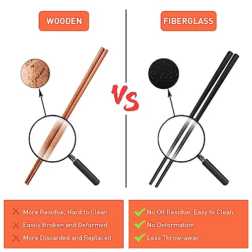 5 Pairs Premium Reusable Chopsticks (Black)