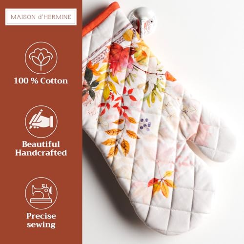 Maison d'Hermine Oven Gloves 100% Cotton Oven Mitt (056 - Amarante / 7.5" x 13" (Oven Mitt))