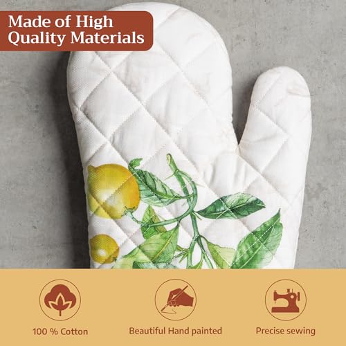 Maison d'Hermine Oven Gloves 100% Cotton Oven Mitt (004 - Limoncello / 7.5" x 13" (Oven Mitt))