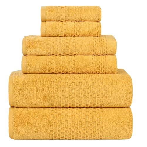 Playa Zero Twist Cotton Medium Weight Towels (6 Piece Towel Set / Gold)