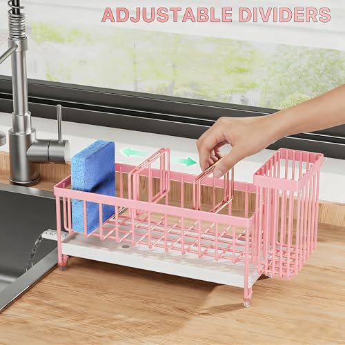 Sponge Holder for Kitchen Sink (Pink - 9.25″)