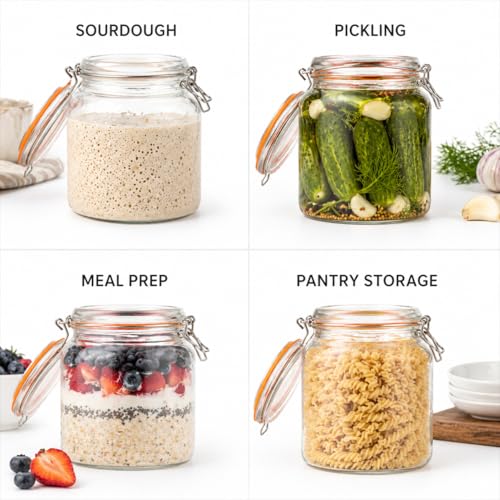Half Gallon Glass Large Mason Jars with Airtight Lid (1/2 Gallon)