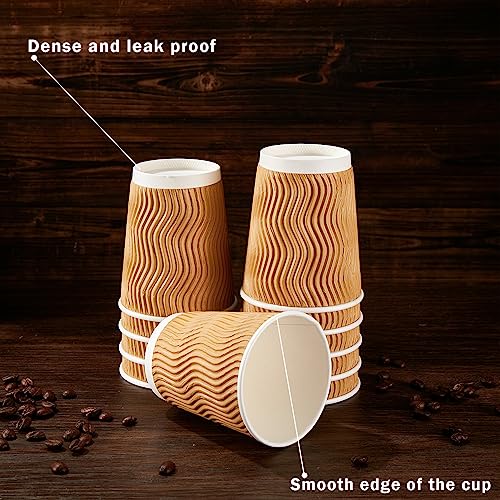 150 Pack 8 oz Disposable Paper Coffee Cups Insulated Champagne (Champagne / 8 oz)