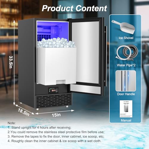 120 lbs High Output Commercial Ice Maker Undercounter Reversible Door