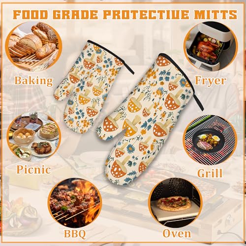 Cute Mushroom Forest Oven Mitts and Pot Holders (4 Count)