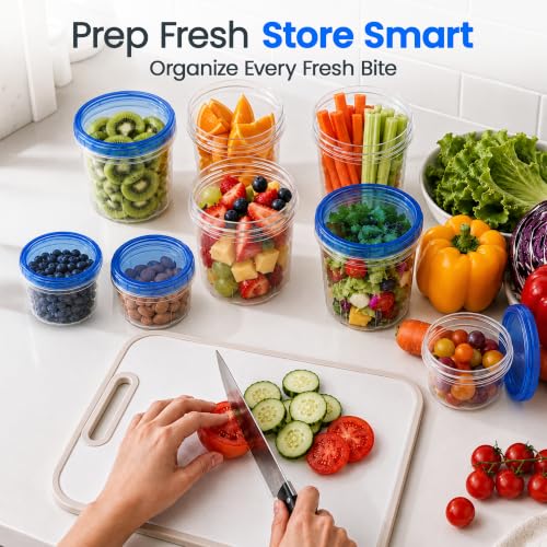Freezer Storage Containers with Lids (24 PACK - 16/32 OZ - BLUE)