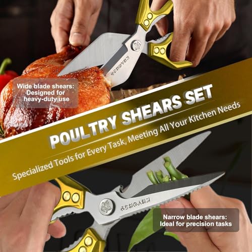 Heavy Duty Poultry Scissors Set for Chicken (Gold)