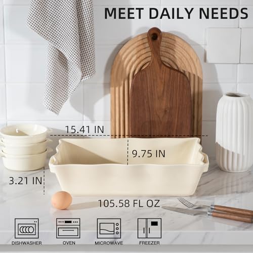 Sweejar Casserole Dishes for Oven (Beige / Baking dish(Set of 1))