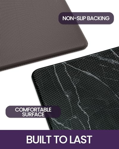Kitchen Floor Mats Cushioned Anti Fatigue (Black Marble / 107"L x 23"W x 0.4"Th)
