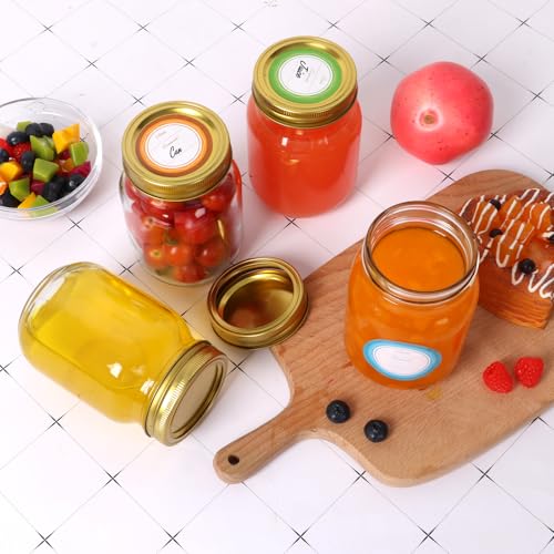Glass Mason Jars 16 oz (Gold Split Lids-16oz)