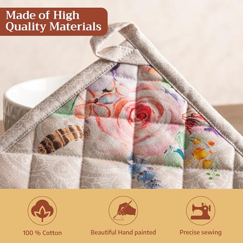 Pot Holders 100% Cotton Potholders (065 - Ibiza - Beige / 8" x 8" (Pot Holder Pack of 1))