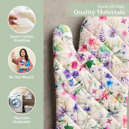 Maison d'Hermine Oven Gloves 100% Cotton Oven Mitt (038 - Chardon / 7.5" x 13" (Oven Mitt))