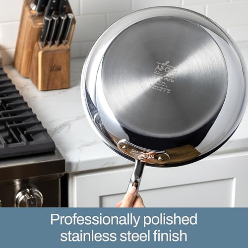 D3® Stainless Steel 14 inch Frying Pan Covered (14" Stainless Steel pan with lid)