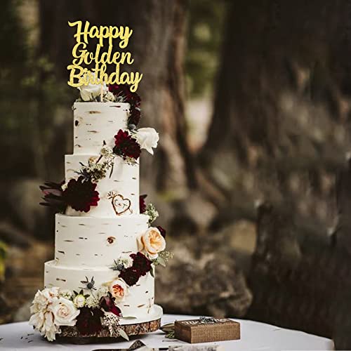 1 PCS Happy Golden Birthday Cake Topper (Golden)